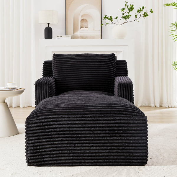 English Elm Indoor Corduroy Chaise Lounge Sofa with Pocket Spring Fill for Apartment Living W2339P401468
