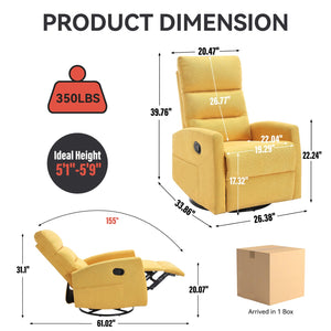 English Elm Manual Rocker Swivel Recliner Upholstered Fabric Chair for Cozy Living Spaces W3224P289295