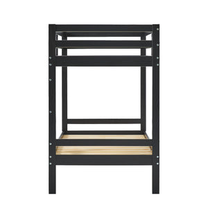 Simple Solid Wood Twin Over Twin Bunk Bed Solid Black SOPB3HBLWP Walker Edison