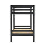 Simple Solid Wood Twin Over Twin Bunk Bed Solid Black SOPB3HBLWP Walker Edison