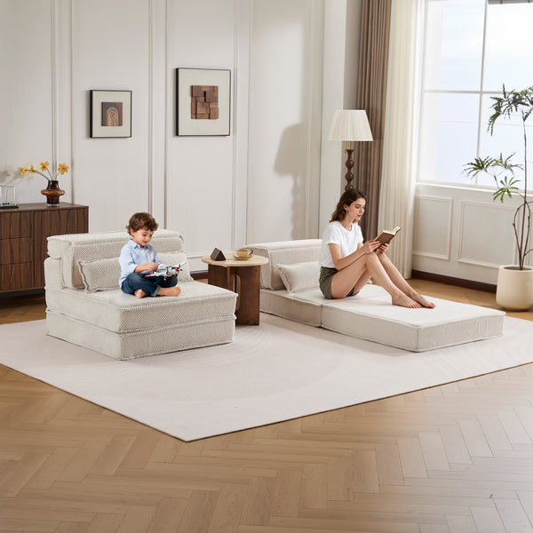 English Elm Compression Modular Floor Sofa Bed - Versatile Diy 2-Seater With Soft Fleece, No Assembly Required! W3723S00047