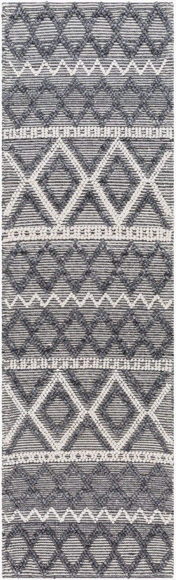 Livabliss Daffodil Handwoven Recycled Pet Runner Rug Cottage Style for Entryways and Hallways Ivory, Charcoal 2'6" x 8' DFF2300-268