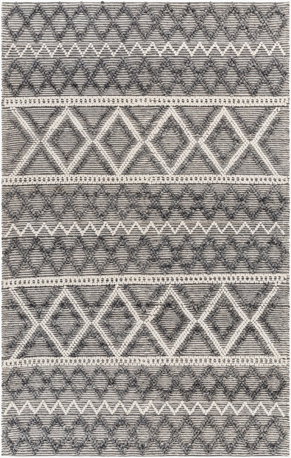 Livabliss Daffodil Handwoven Recycled Pet Runner Rug Cottage Style for Entryways and Hallways Ivory, Charcoal 9' x 12' DFF2300-912