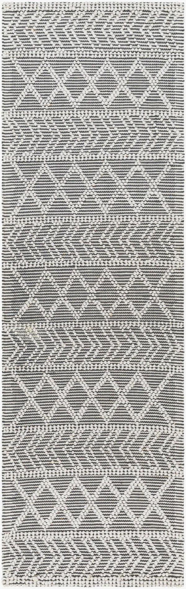 Livabliss Daffodil Handwoven Recycled Pet Runner Rug Cottage Style Eco Friendly Hallway Accent Charcoal, Ivory 2'6" x 8' DFF2301-268