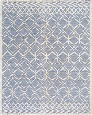 Livabliss Daffodil Handwoven Recycled Pet Runner Rug for Hallways Entryways Cottage Floral Style Beige, Dark Blu 8' x 10' DFF2302-810