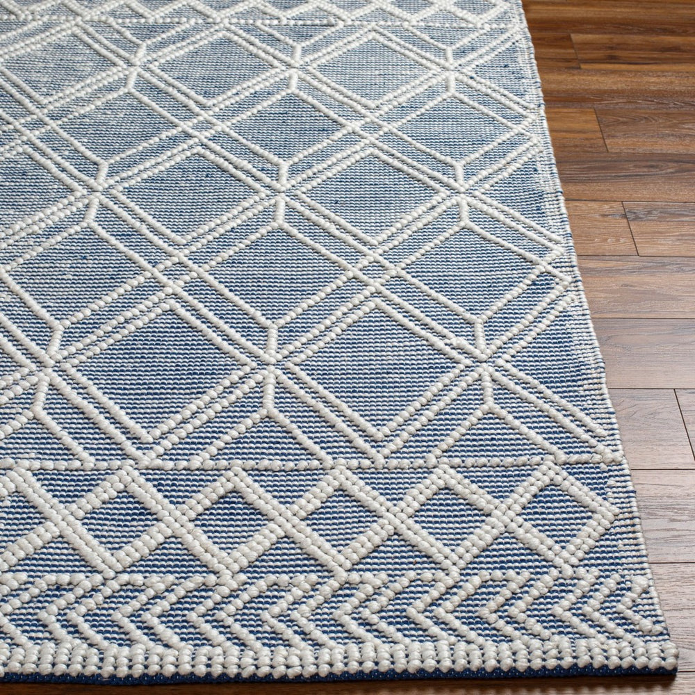 Livabliss Daffodil Handwoven Recycled Pet Runner Rug for Hallways Entryways Cottage Floral Style Beige, Dark Blu 6' x 9' DFF2302-69