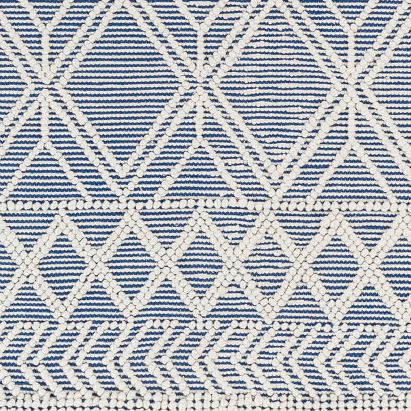 Livabliss Daffodil Handwoven Recycled Pet Runner Rug for Hallways Entryways Cottage Floral Style Beige, Dark Blu 6' x 9' DFF2302-69