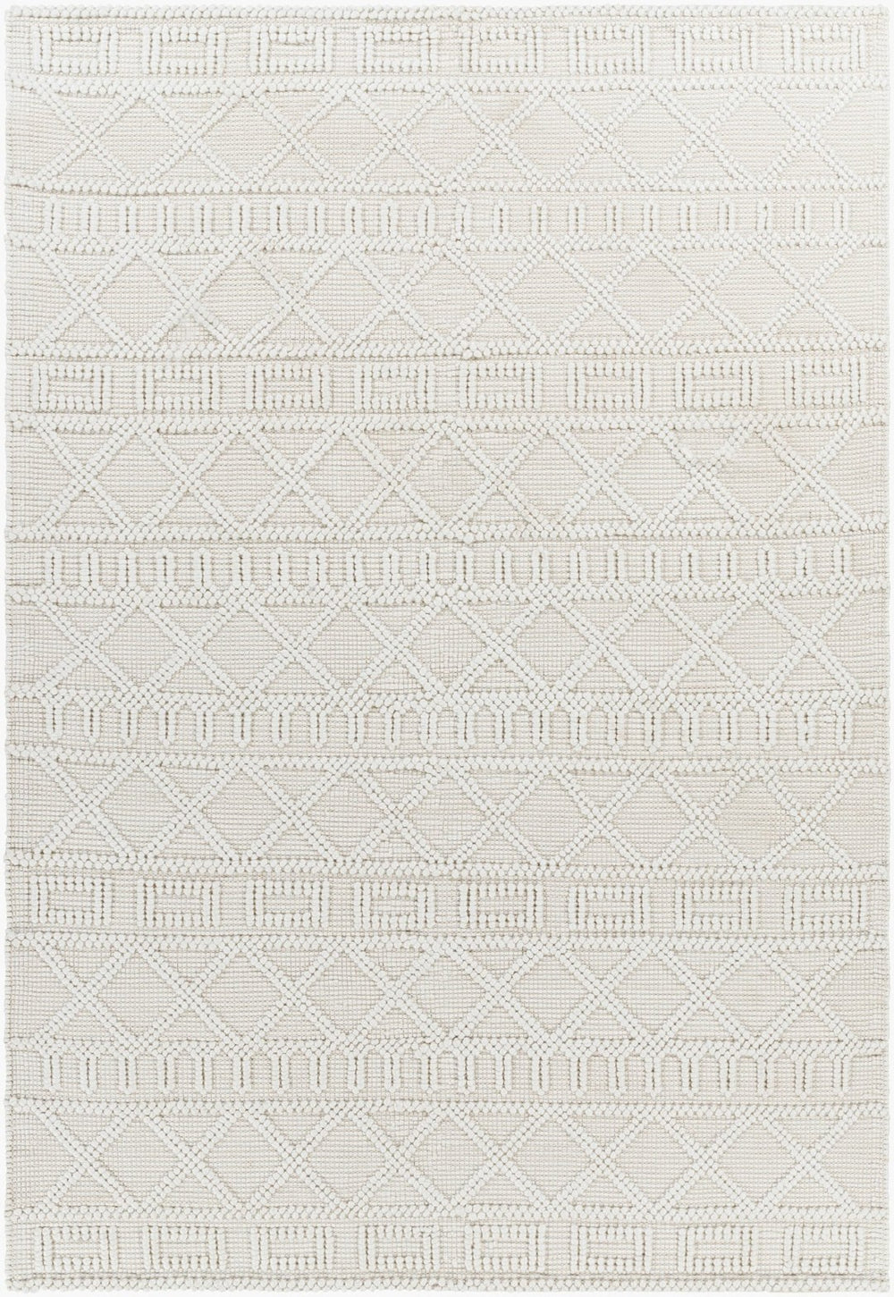 Livabliss Daffodil Handwoven Recycled Pet Runner Rug for Hallways Entryways Cottage Style Beige, Ivory 6' x 9' DFF2303-69