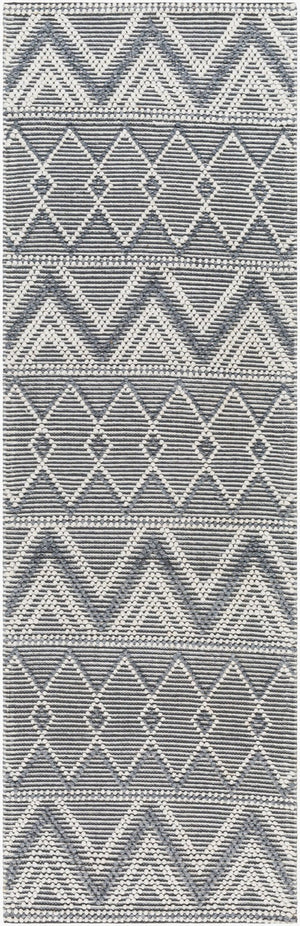Livabliss Daffodil Hand Woven Recycled Pet Runner Rug Cottage Style for Hallway or Entryway Gray, White 2'6" x 8' DFF2305-268