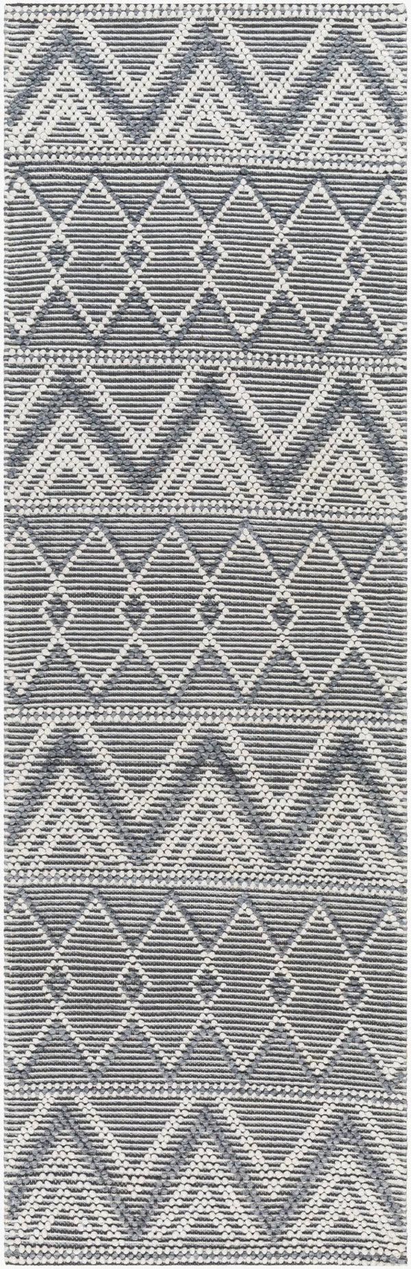 Livabliss Daffodil Hand Woven Recycled Pet Runner Rug Cottage Style for Hallway or Entryway Gray, White 2'6" x 8' DFF2305-268