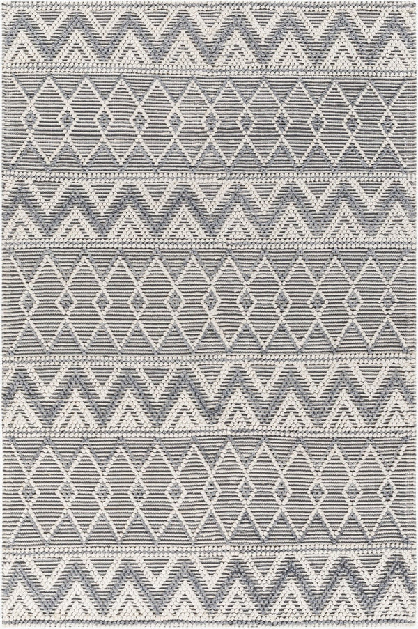 Livabliss Daffodil Hand Woven Recycled Pet Runner Rug Cottage Style for Hallway or Entryway Gray, White 9' x 12' DFF2305-912