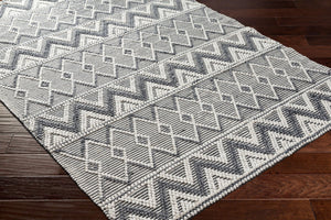 Livabliss Daffodil Hand Woven Recycled Pet Runner Rug Cottage Style for Hallway or Entryway Gray, White 9' x 12' DFF2305-912