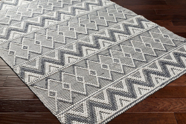 Livabliss Daffodil Hand Woven Recycled Pet Runner Rug Cottage Style for Hallway or Entryway Gray, White 9' x 12' DFF2305-912