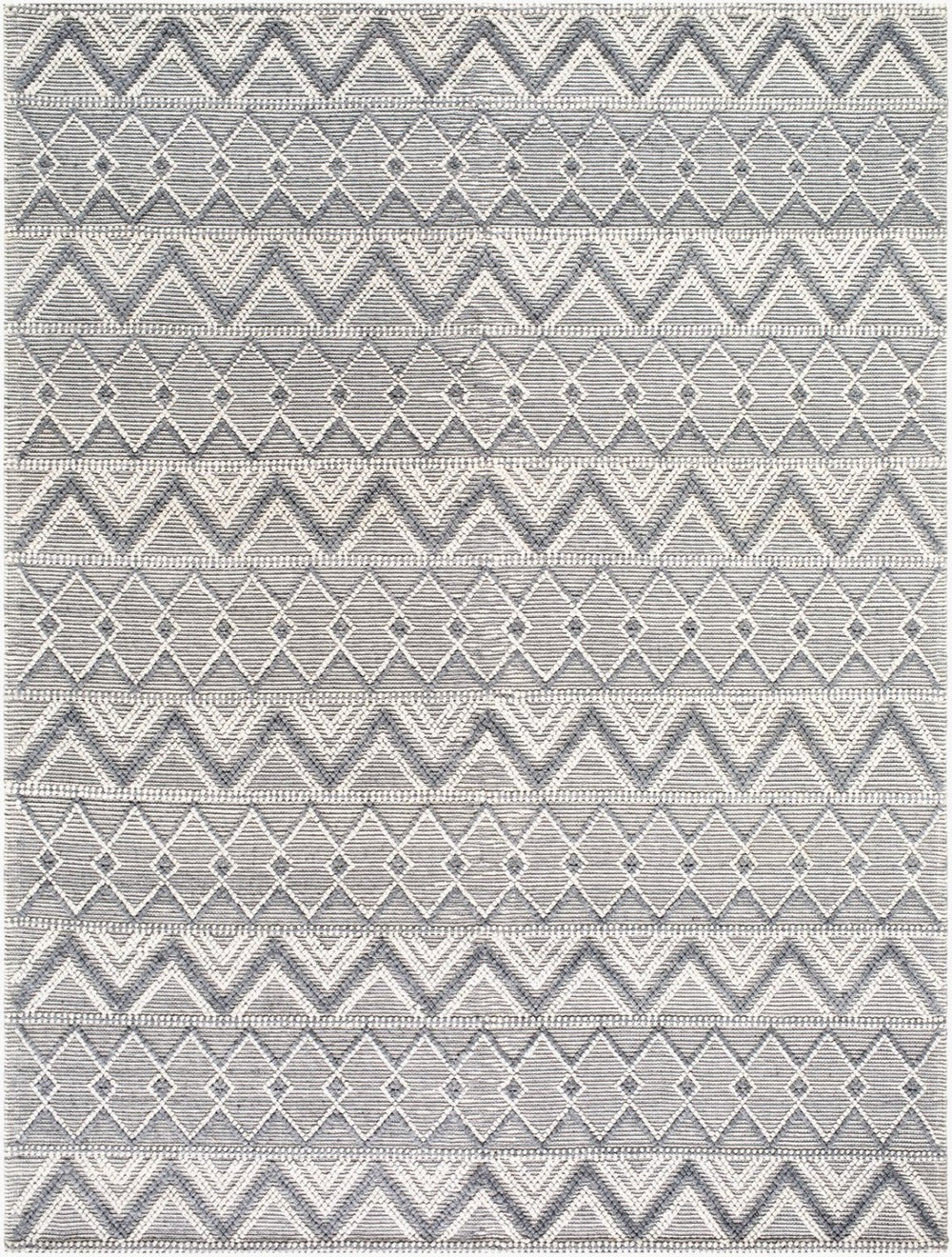 Livabliss Daffodil Hand Woven Recycled Pet Runner Rug Cottage Style for Hallway or Entryway Gray, White 8' x 10' DFF2305-810
