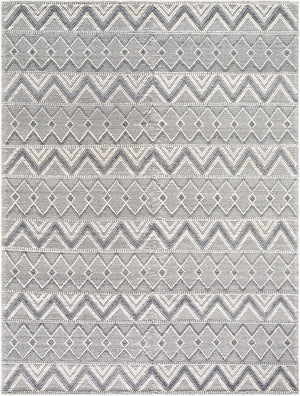 Livabliss Daffodil Hand Woven Recycled Pet Runner Rug Cottage Style for Hallway or Entryway Gray, White 8' x 10' DFF2305-810