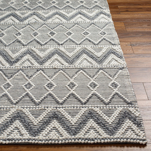 Livabliss Daffodil Hand Woven Recycled Pet Runner Rug Cottage Style for Hallway or Entryway Gray, White 9' x 12' DFF2305-912