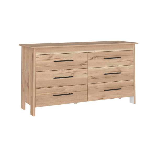 English Elm Double Six-Drawer Dresser with Metal Gliders and Pulls, Engineered Wood, Compact 31.7" Height Multicolor 35 L x 22 W x 7 H B097S00135