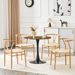 English Elm Wesborn Artisan Rope Woven Iron Dining Chair Set Medieval Y Back Industrial Style Natural Wood W2920P430782