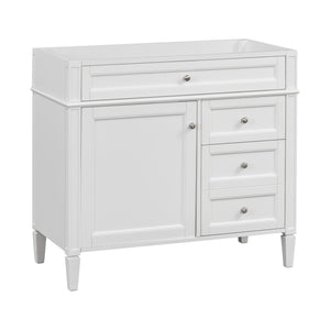 English Elm 36'' Modern Bathroom Vanity Cabinet with Tip-Out Drawer, Adjustable Shelf, Smooth Metal Slides, Solid Wood Frame White N710P186084K