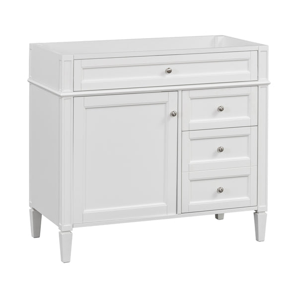 English Elm 36'' Modern Bathroom Vanity Cabinet with Tip-Out Drawer, Adjustable Shelf, Smooth Metal Slides, Solid Wood Frame White N710P186084K
