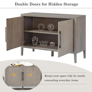 English Elm U_style Farmhouse Pine Veneer Buffet Cabinet with Double Doors for Kitchen or Entryway Gray N711P410389E