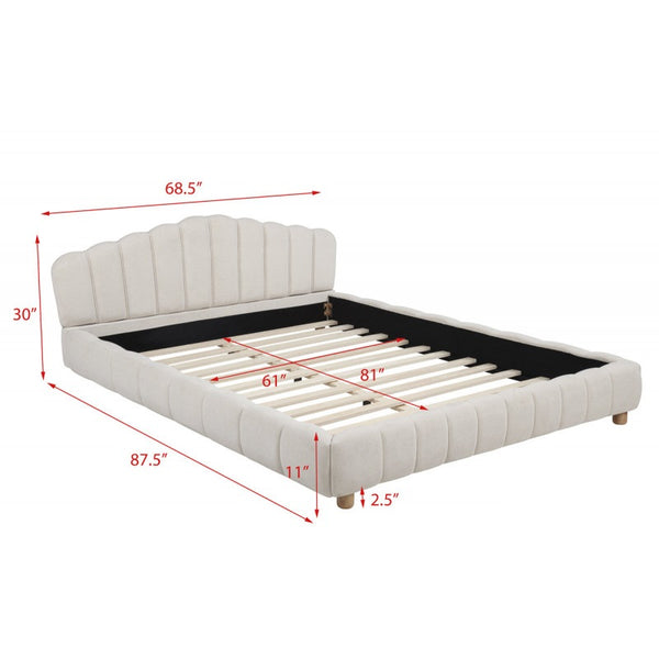 English Elm Velvet Queen Platform Bed Low Profile Modern Frame Plush Upholstered Bedroom B011S02267