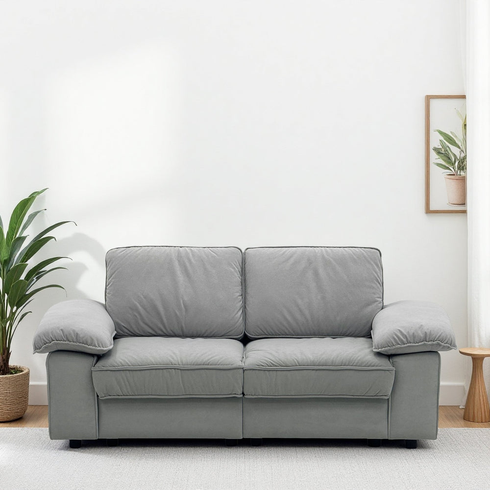 English Elm Fx-P20M-2S-Gy Gray Velvet Compact 2-Seater Loveseat Sofa With Hidden Storage For Small Spaces W576S00231