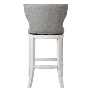 English Elm 26" Tufted Gray Upholstered Swivel Counterstool White Frame for Kitchen Islands B2751P436467