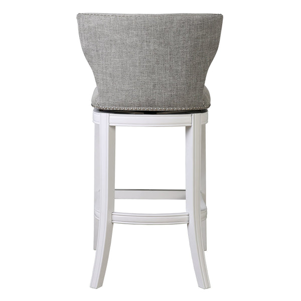English Elm 26" Tufted Gray Upholstered Swivel Counterstool White Frame for Kitchen Islands B2751P436467