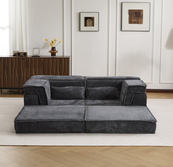English Elm Compression Mahjong Sofa - Modern Convertible Floor Sofa Bed, Soft Fleece, No Assembly, Versatile Comfort W3723P377150