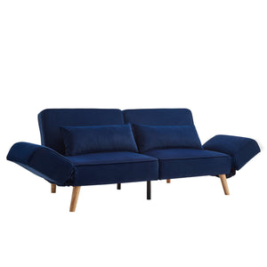 English Elm 72.8" Velvet Futon Sleeper Sofa Split Back Reclining Couch for Apartments and Guest Rooms Navy Blue W1669P364130