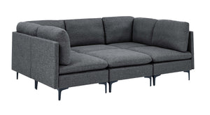 English Elm Linen Upholstered Modular Sectional Sofa with Tall Black Metal Legs for Living Room Dark Gray B2748S00114