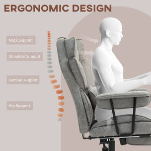 English Elm HOMCOM Heated Massage Executive Office Chair with 6-Point Vibration, Lumbar Support & Footrest Gray W2225P250029