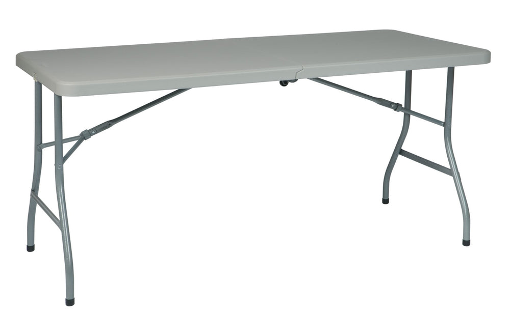 OSP Home Furnishings 5' 5 Foot Folding Table with Resin Top and Steel Frame for Indoor Outdoor Events 6' BT6FQW