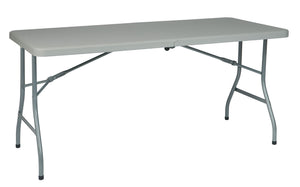 OSP Home Furnishings 5' 5 Foot Folding Table with Resin Top and Steel Frame for Indoor Outdoor Events 5' BT5FQW