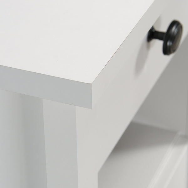 English Elm L-Shaped Desk In Sleek White Finish - Spacious Corner Workspace With Storage For Home Office Efficiency B356P367731
