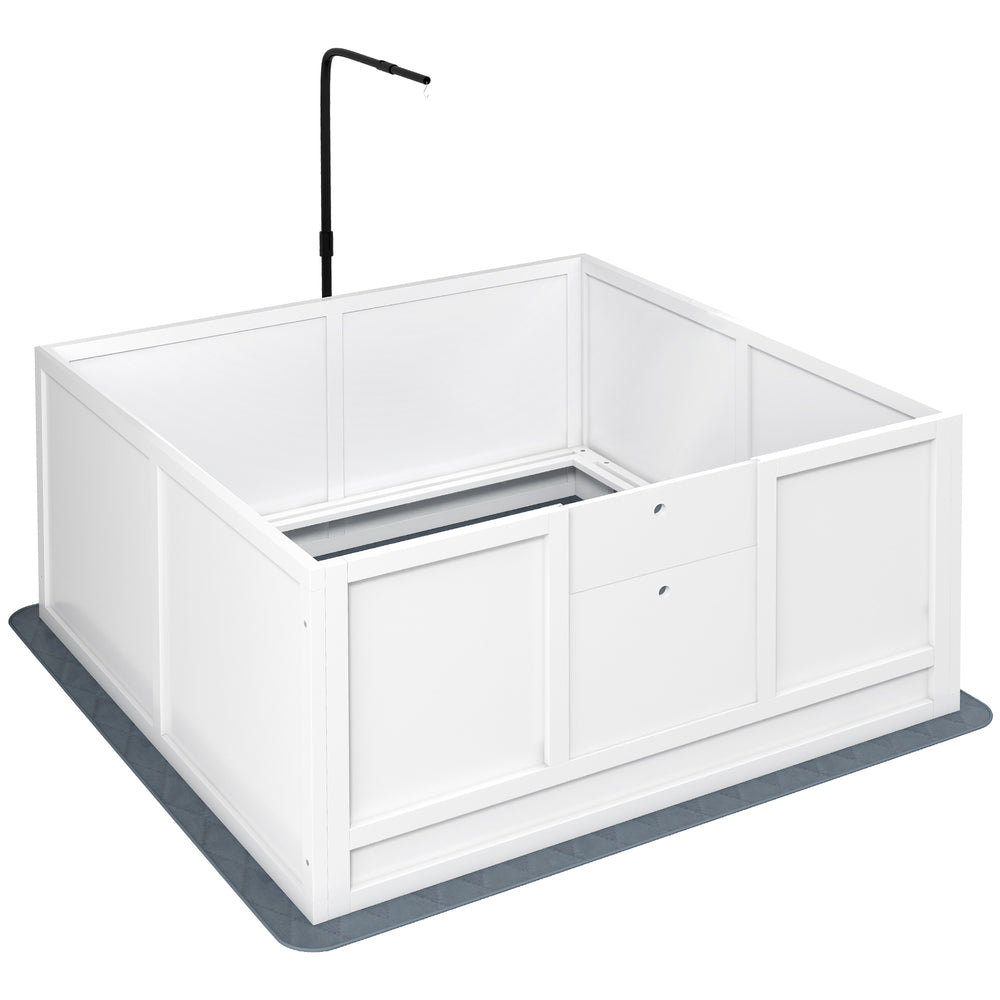 English Elm Pawhut Whelping Box with Pig Rail Retractable Light Stand and Adjustable Entry Door W2225P173798
