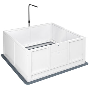 English Elm Pawhut Whelping Box with Pig Rail Retractable Light Stand and Adjustable Entry Door W2225P173798
