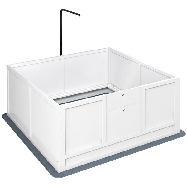 English Elm Pawhut Whelping Box with Pig Rail Retractable Light Stand and Adjustable Entry Door W2225P173798