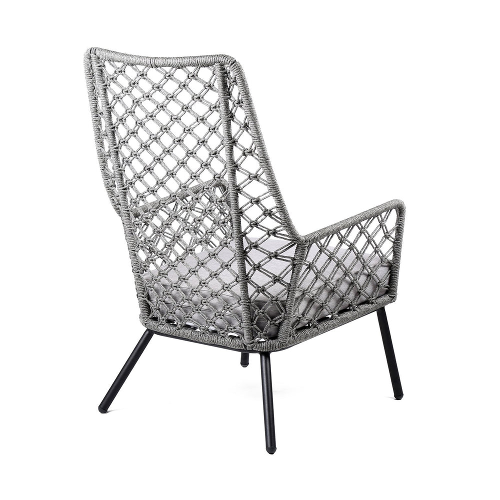 English Elm Marco Rope Weave Steel Lounge Chair Handcrafted for Outdoor Patio or Living Room B2736P464888