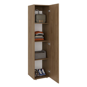 English Elm Deftones Tall Narrow Wenge Cabinet Four Shelves Slim Floor to Ceiling Bedroom Storage B128P485411