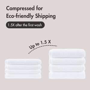 JLA Home Madison Park - 100% Cotton Diagonal Ribbed 4-Piece Bath Towels — Plush Zero-Twist 518GSM, Fast-Dry & Durable Luxury White MP73-8870