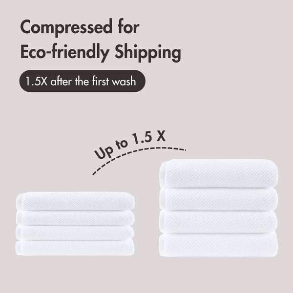 JLA Home Madison Park - 100% Cotton Diagonal Ribbed 4-Piece Bath Towels — Plush Zero-Twist 518GSM, Fast-Dry & Durable Luxury White MP73-8870