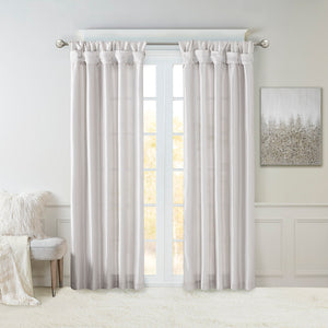 JLA Home Madison Park - Twist Emelia Faux Silk Lined Curtain Panel with DIY Twist Tabs for Luxurious Draping and Privacy Silver MP40-6328