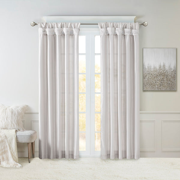 JLA Home Madison Park - Twist Madison Park Emilia Faux Silk Lined Curtain Panel with Twist Tab Top for Tailored Elegance Silver MP40-6329