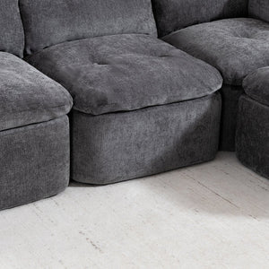 English Elm Modern Chenille Cloud Sectional with Ottoman Deep Sink Modular L Shaped Living Room Sofa Dark Grey W2379S00004
