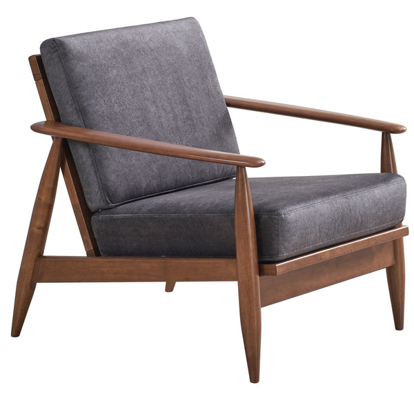 English Elm Charcoal Removable Cushion Accent Chair with Full Foam Comfort, Rubber Wood Frame, Brown Finish B062S00567