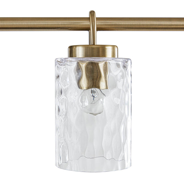 English Elm 5-light Modern Linear Chandelier with Textured Glass Shades, 45"W Iron Frame, Adjustable 54" Rod, Warm Ambient Lighting B035P280529