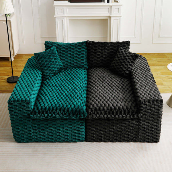English Elm Luxury Color-Block Turtle Velvet Sofa - Versatile & Stylish Seating For Cozy Living Room Gatherings W3371S00052