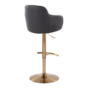 English Elm Adjustable Swivel Barstools Mid-century Modern Walnut and Cream Faux Leather Set of 2 B202S02161